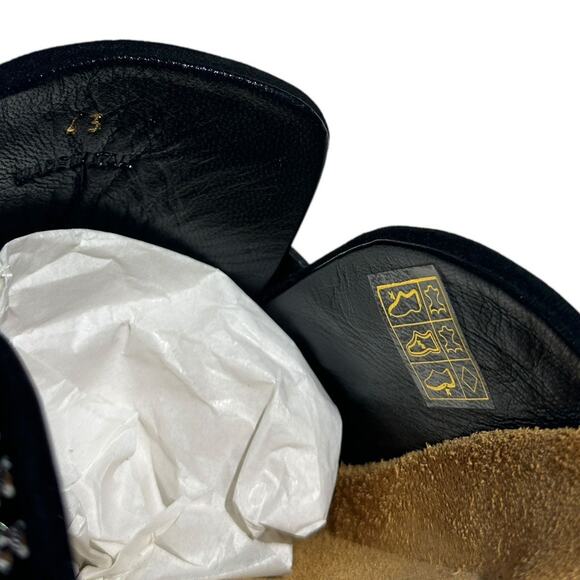 Crystal embellished leather mules